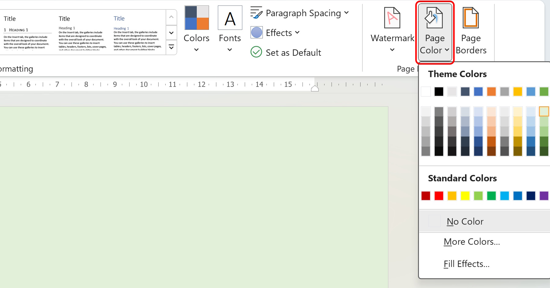 Change the Background Color in Word