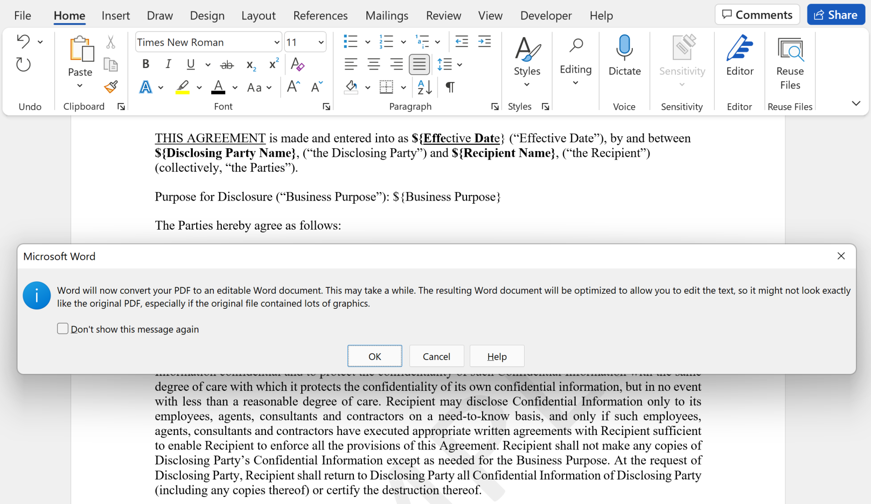 You can automatically convert any PDF into .docx document and edit it in Word.