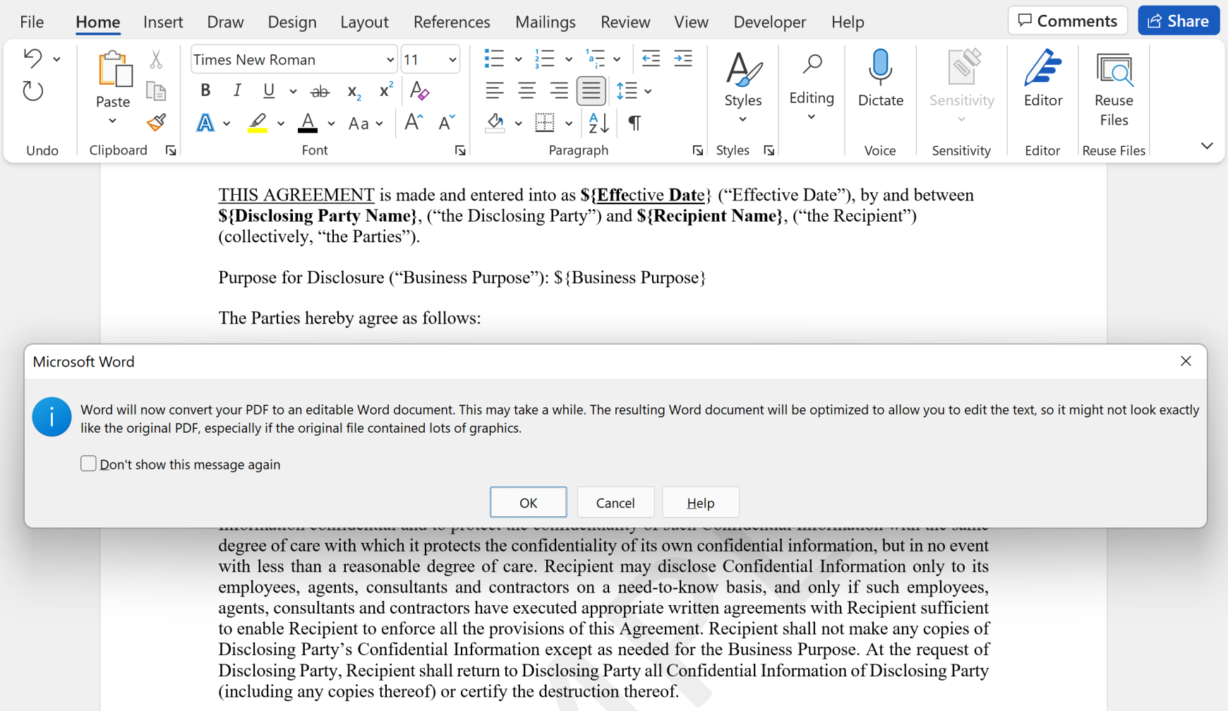 Convert PDF to Word Document