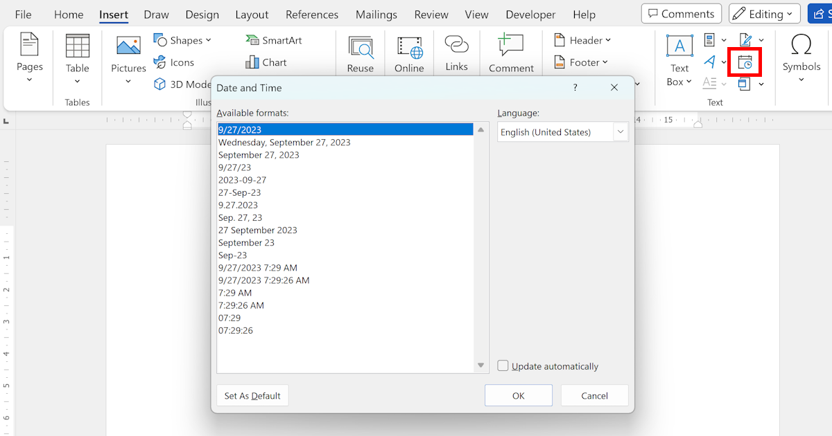 Inserting A Date In Microsoft Word WordFields