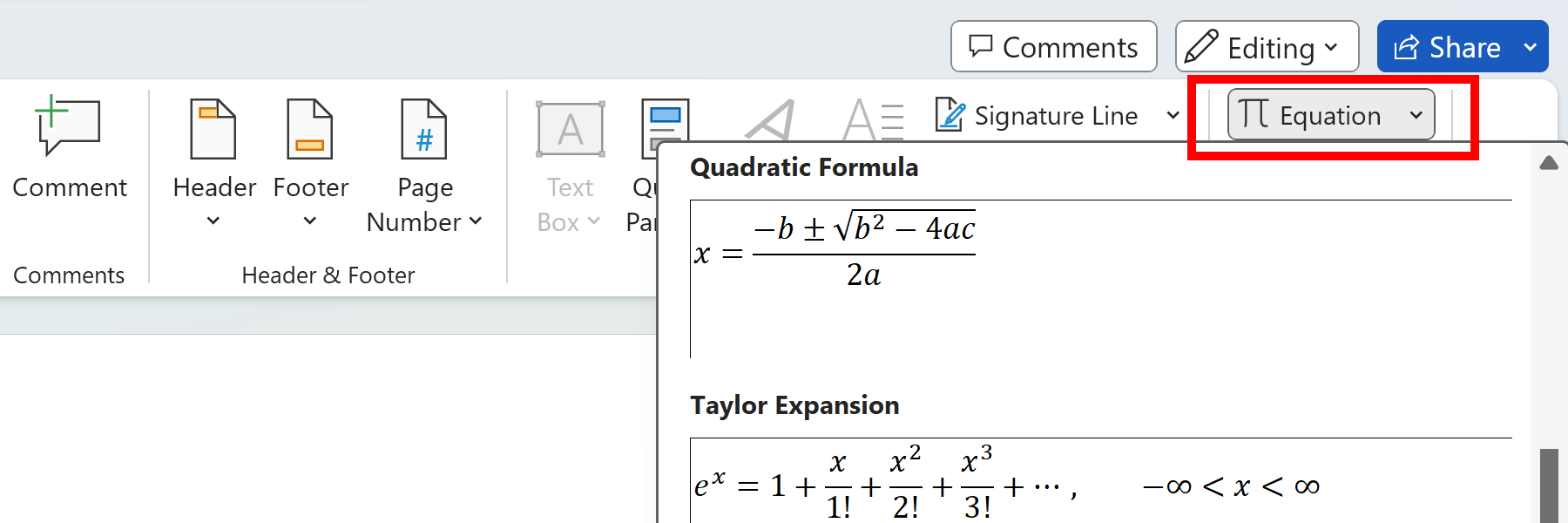 Insert equation into Word document