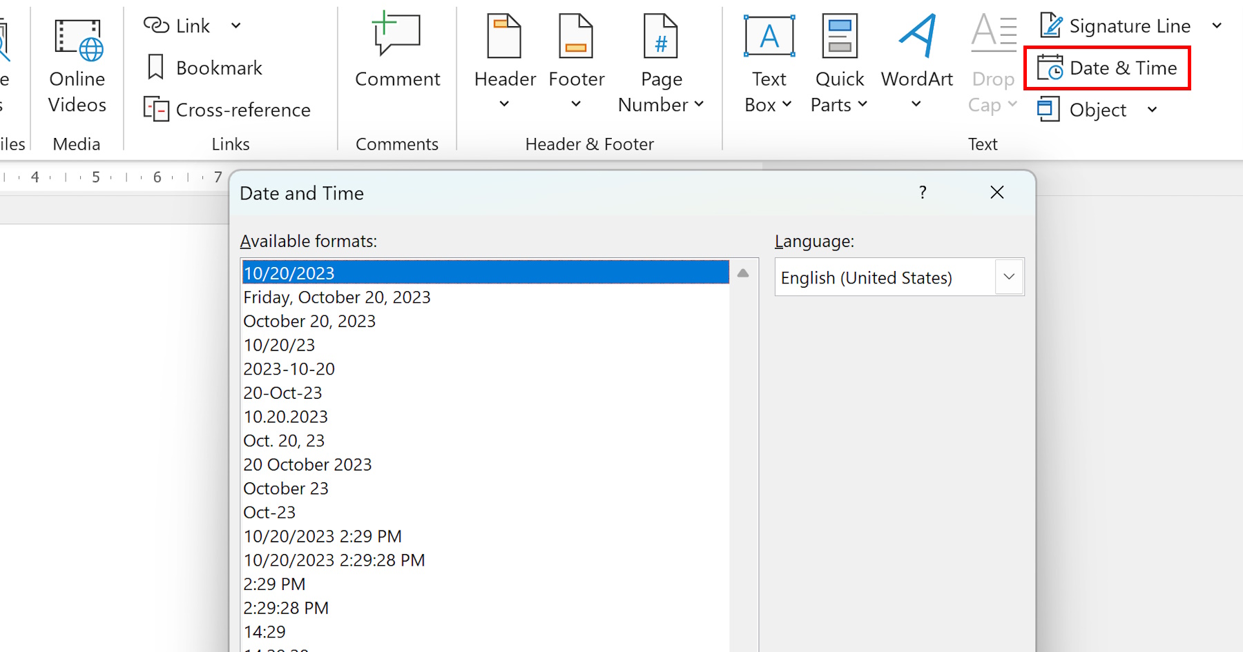 Insert Today's Date in Word | WordFields