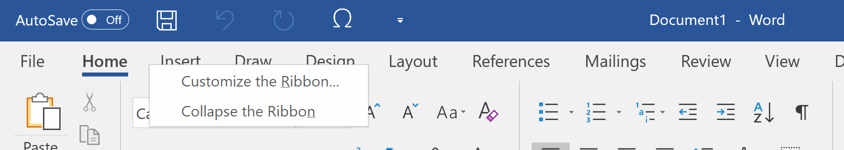 Customize Microsoft Word ribbon