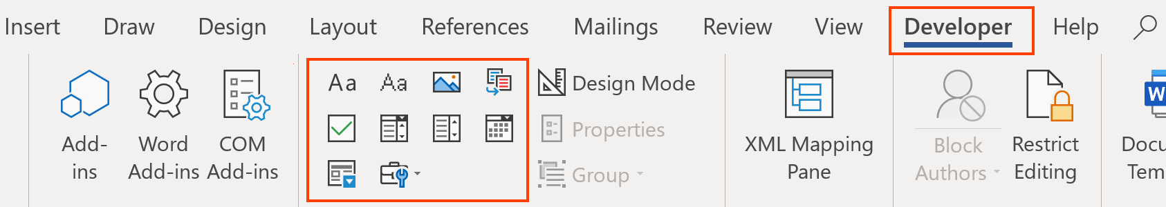 Microsoft Word 2013 content controls for text