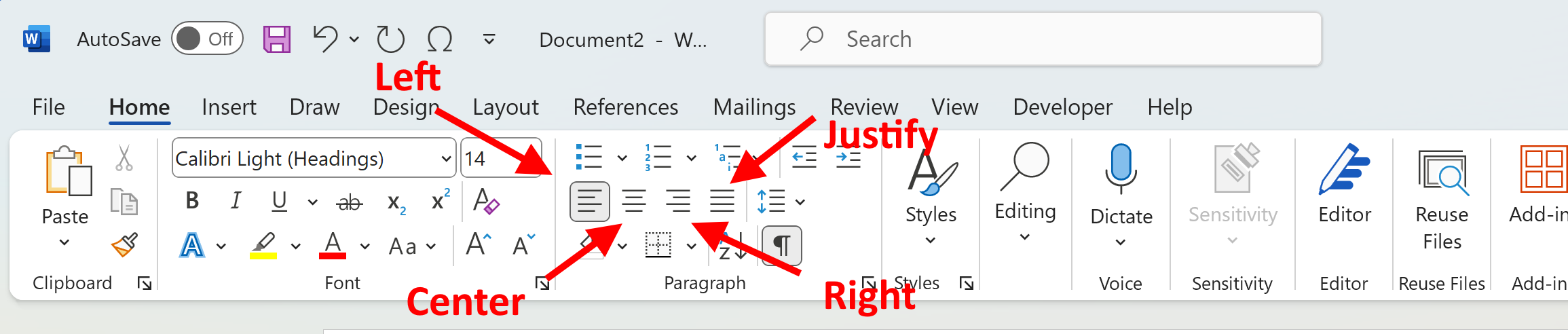 Align text in Microsoft Word