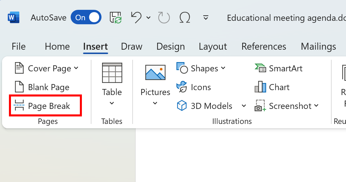 Inserting A Page Break In Word WordFields