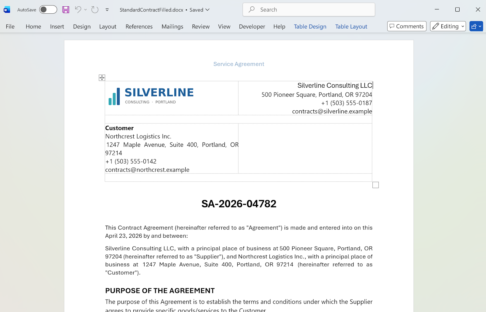Fonts, tables, images, headers, and formatting all preserved in the downloaded Word document.