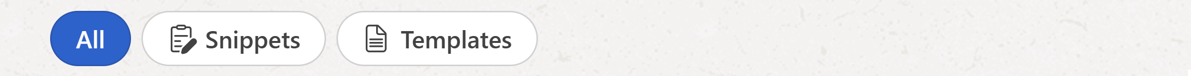 Filter tab at the top to narrow down what to show in workspace