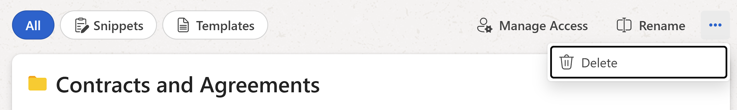 Delete a folder from a menu