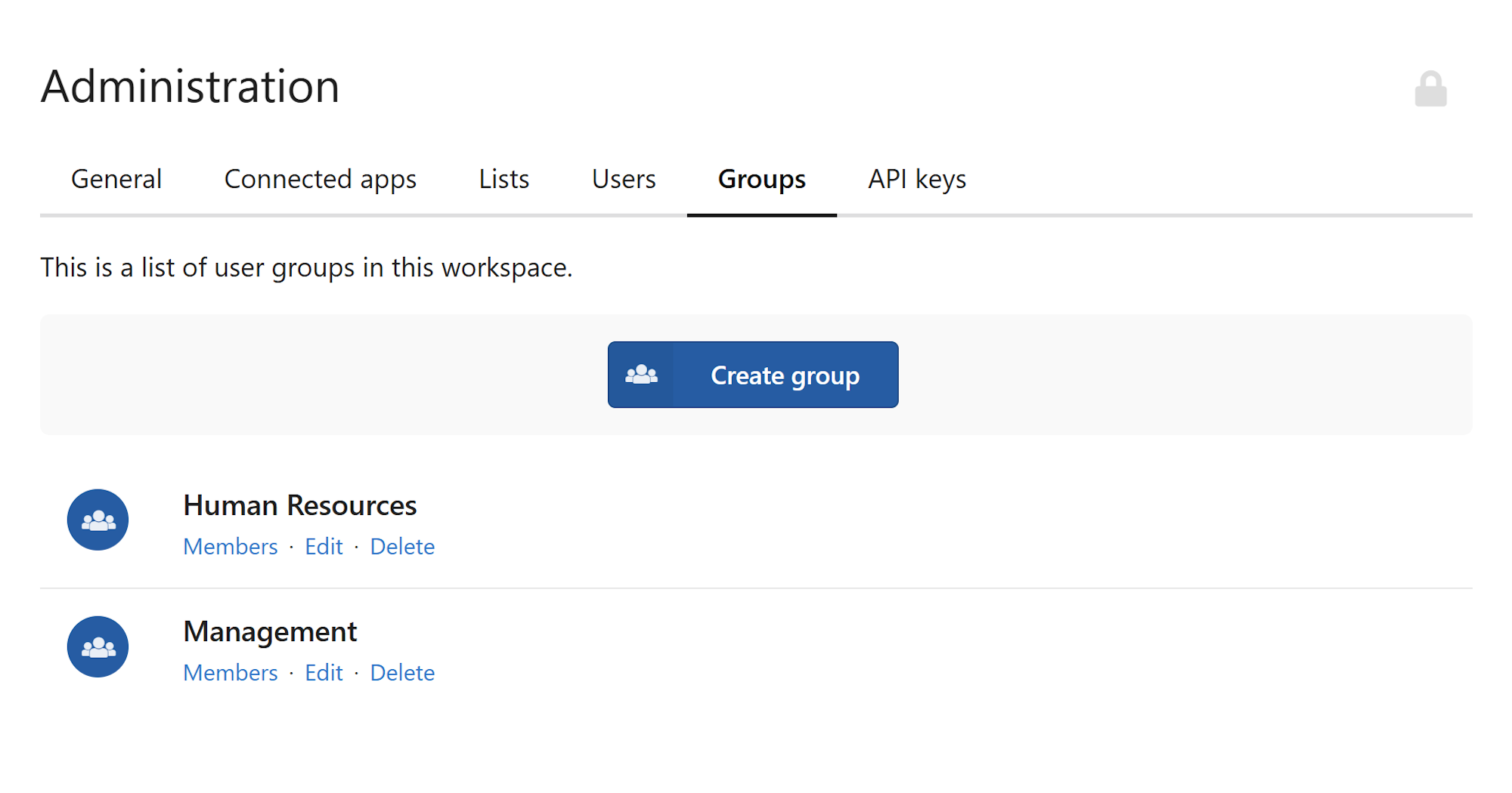 Manage workspace groups