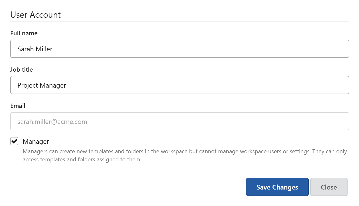 Sidebar to edit user's profile preferences