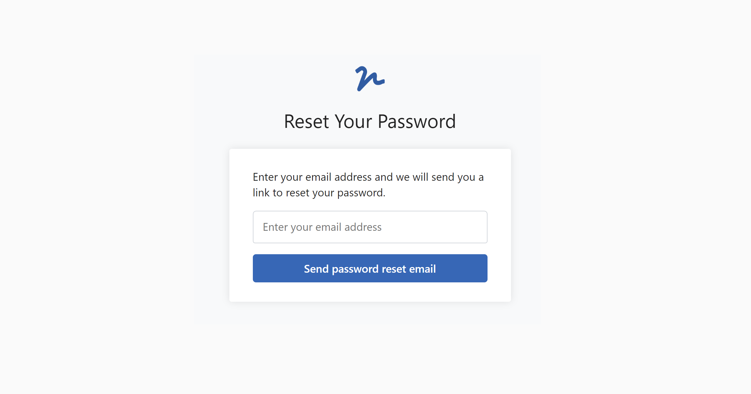 Reset your password page