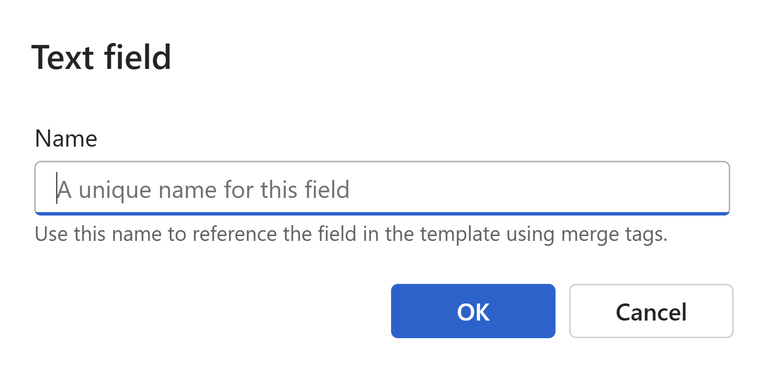 Snippet text field dialog