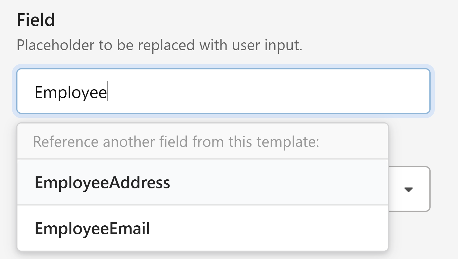 Rename fillable field input box in template editor